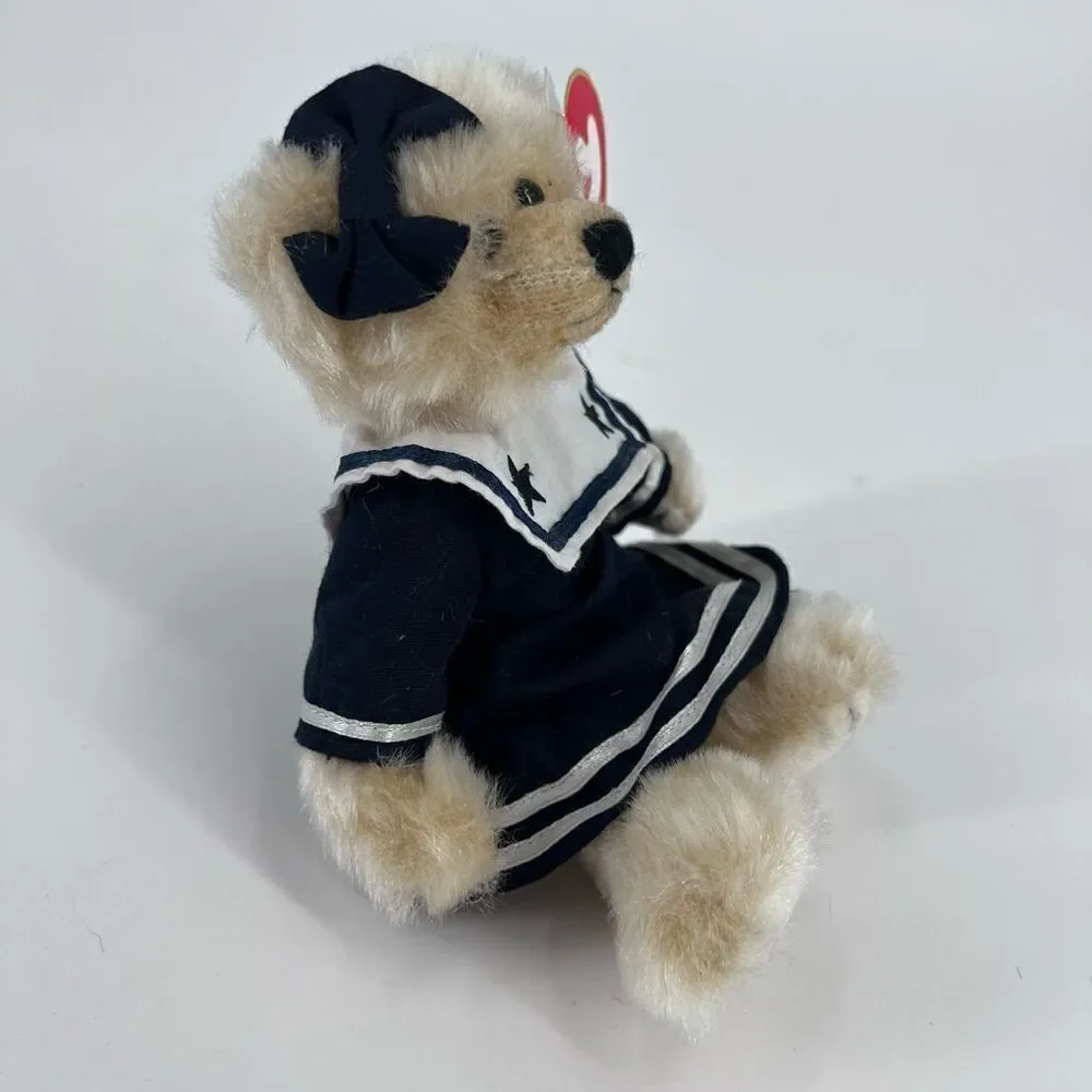 Ty Attic Treasures, Breezy, Teddy Bear 1993 Blue‎ Navy Dress Stuffed Animal